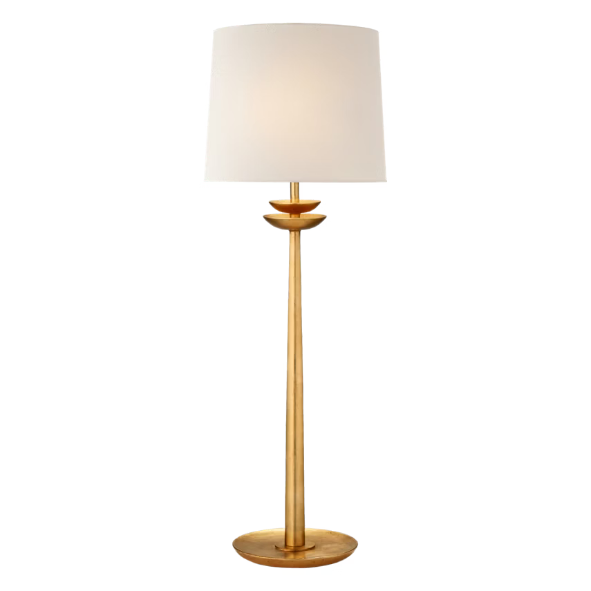 Beaumont Medium Buffet Lamp in Gild with Linen Shade