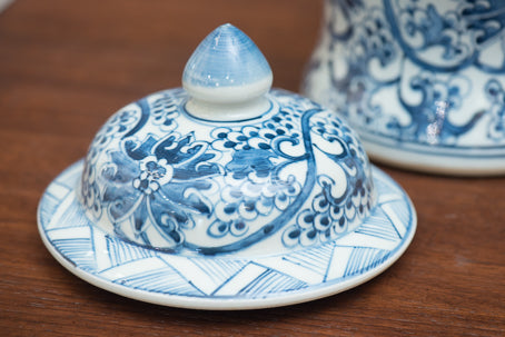 Blue And White Porcelain Peacock Lotus Temple Jar