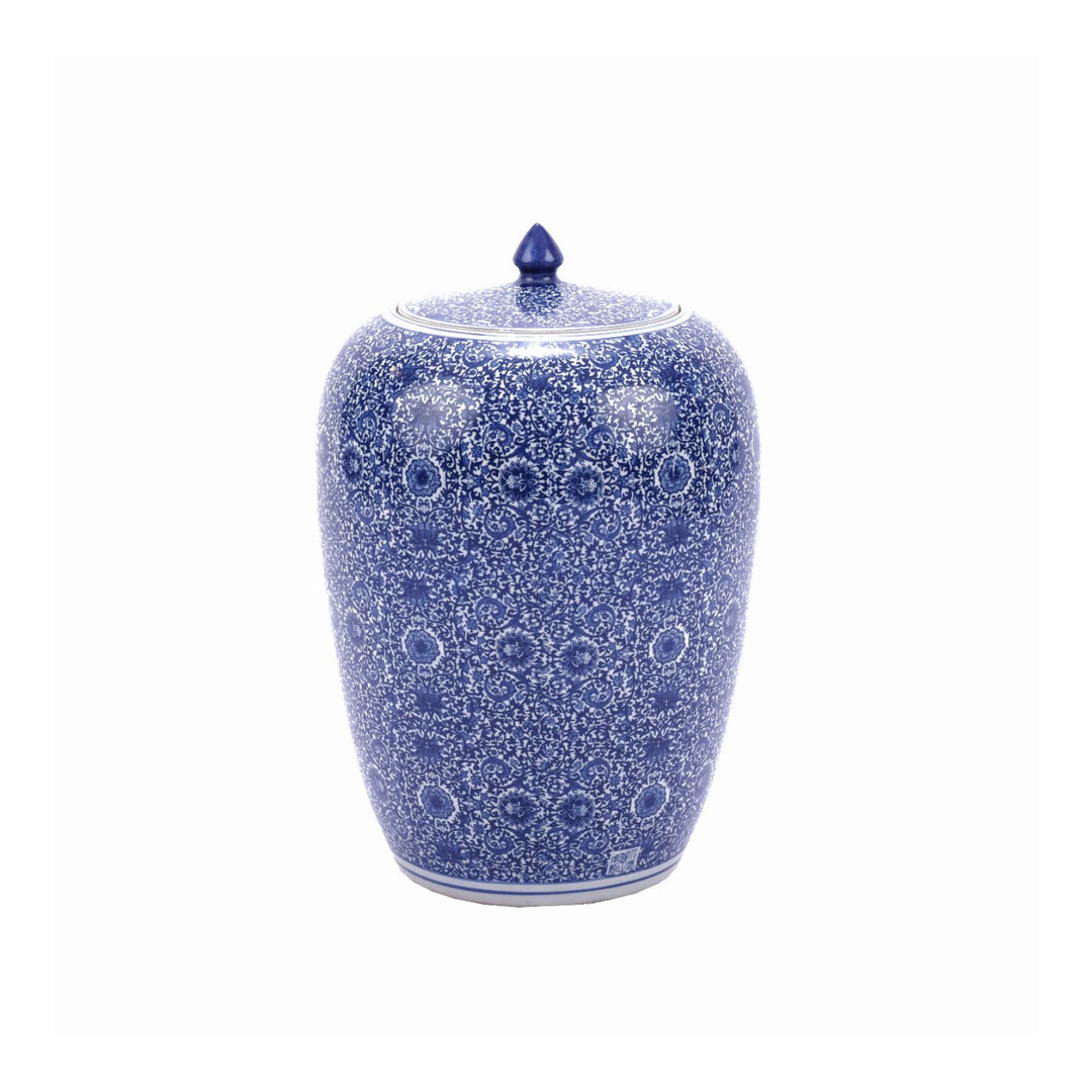 Blue and White Cluster Flower Ginger Jar - Large