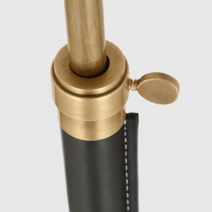 Bryant Wrapped Floor Lamp in Hand-Rubbed Antique Brass & Chocolate Leather