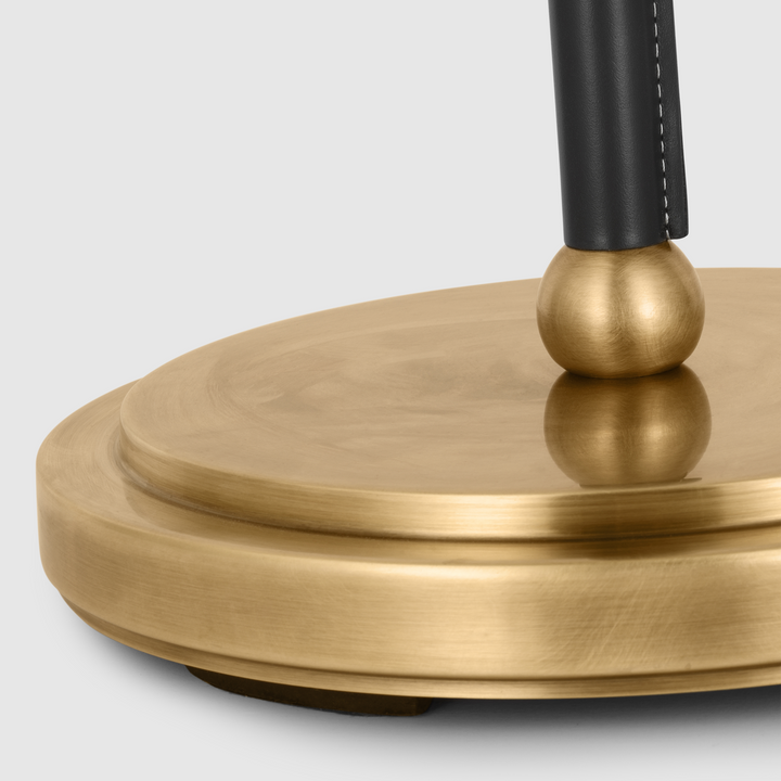 Bryant Wrapped Floor Lamp in Hand-Rubbed Antique Brass & Chocolate Leather