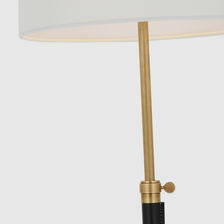 Bryant Wrapped Floor Lamp in Hand-Rubbed Antique Brass & Chocolate Leather