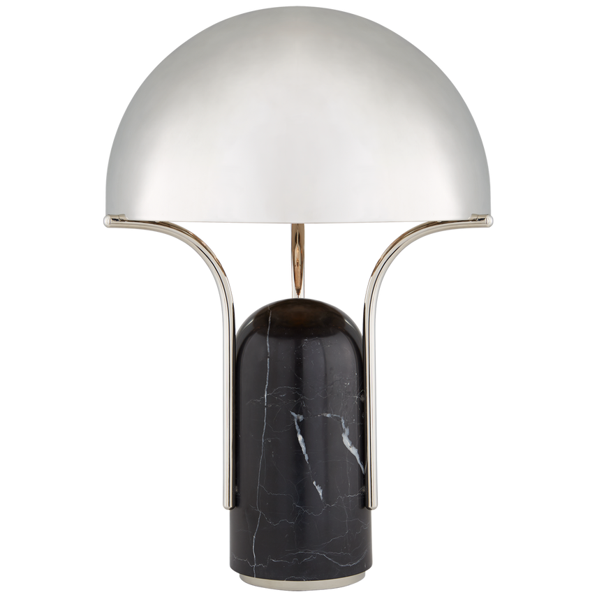 Affinity Medium Dome Table Lamp in Black Marble with Polished Nickel Shade