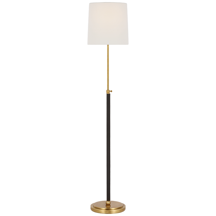 Bryant Wrapped Floor Lamp in Hand-Rubbed Antique Brass & Chocolate Leather