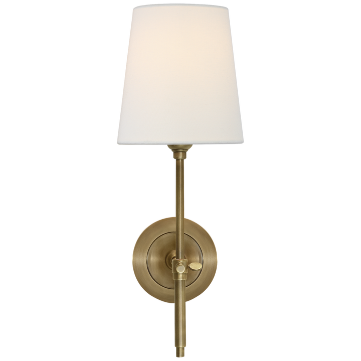 Bryant Sconce in Hand-Rubbed Antique Brass with Ivory Linen Shade