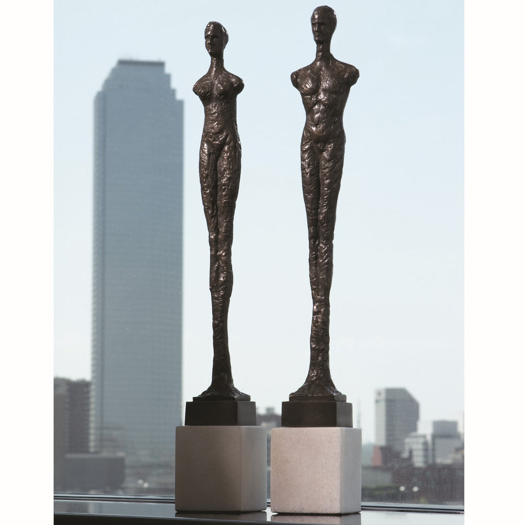 Pair of Contempo Statues - Black with White Limestone
