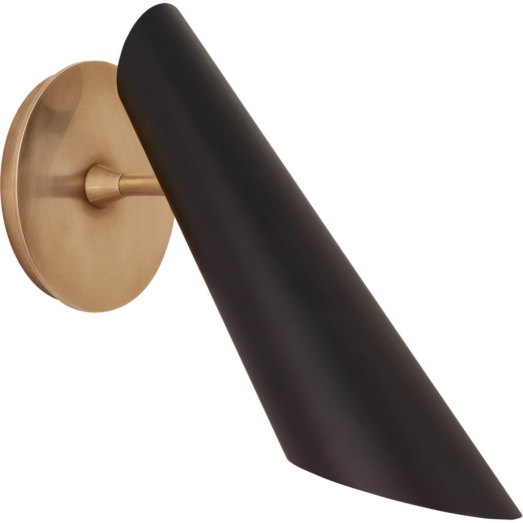AERIN Franca Hand-Rubbed Antique Brass Pivoting Shade Sconce Wall Light in Black
