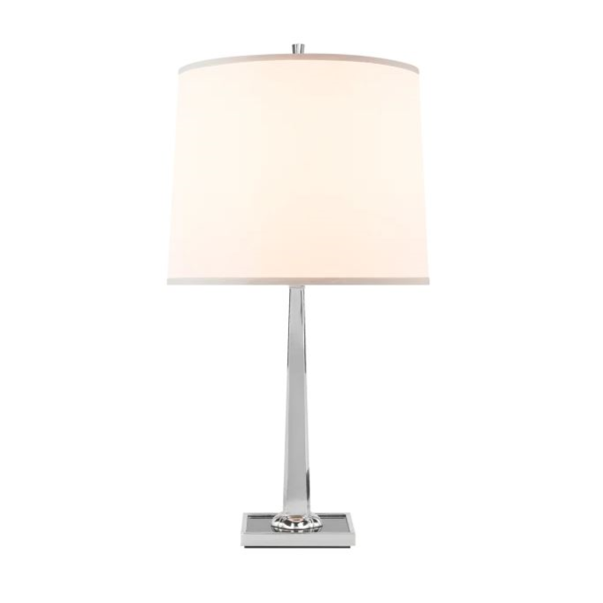 Petal Table Lamp in Soft Silver with Smoked Mirror Base with Shade