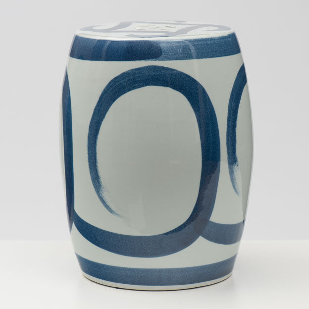 Brushstroke Blue & White Garden Stool