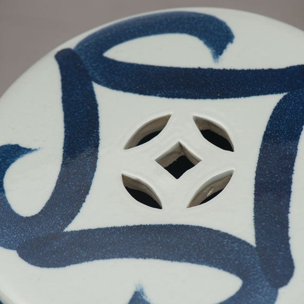 Brushstroke Blue & White Garden Stool