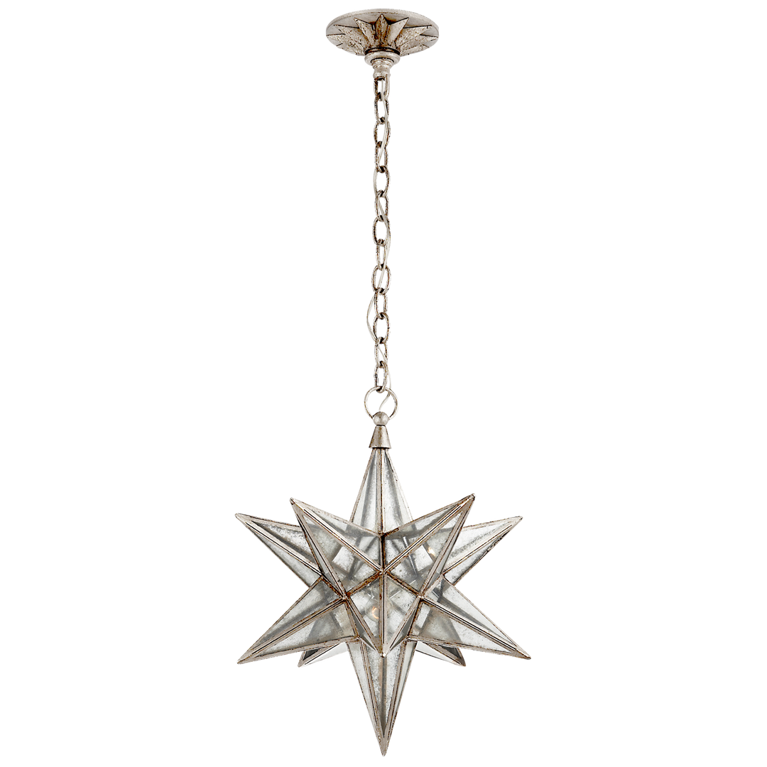 Moravian Medium Star Lantern in Burnished Silver Leaf with Antique Mirror
