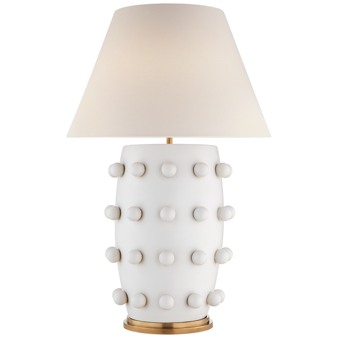 Linden Table Lamp in Plaster White with Linen Shade - Large