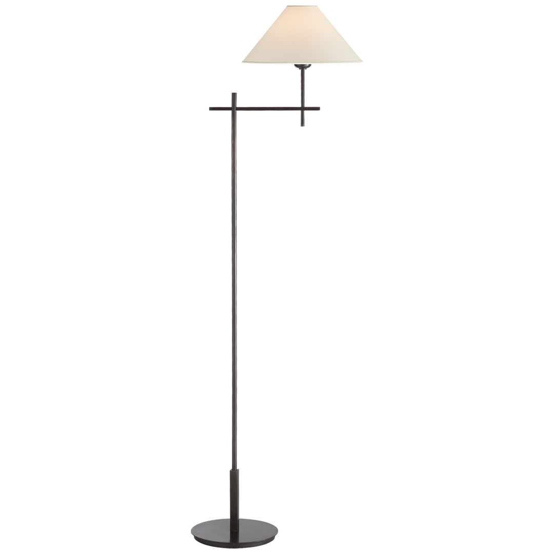 Hackney Bridge Arm Floor Lamp in Bronze with Natural Paper Shade