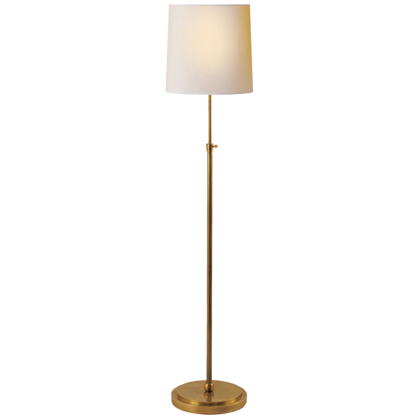 Bryant Floor Lamp in Hand-Rubbed Antique Brass with Linen Shade