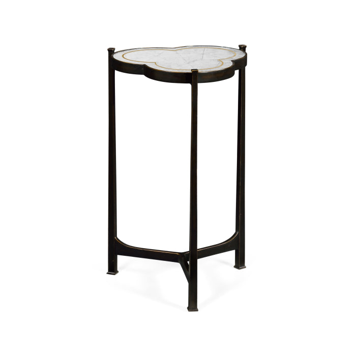 Églomisé &amp; Bronze Iron Trefoil Lamp Table