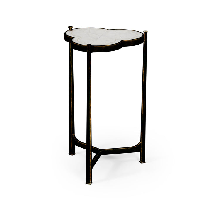 Églomisé &amp; Bronze Iron Trefoil Lamp Table