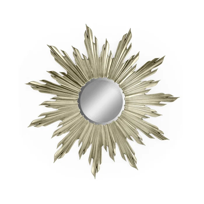 Small Antique Silver Wall Mirror Sunburst