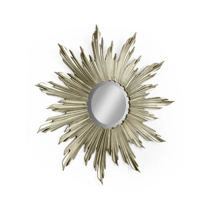 Small Antique Silver Wall Mirror Sunburst