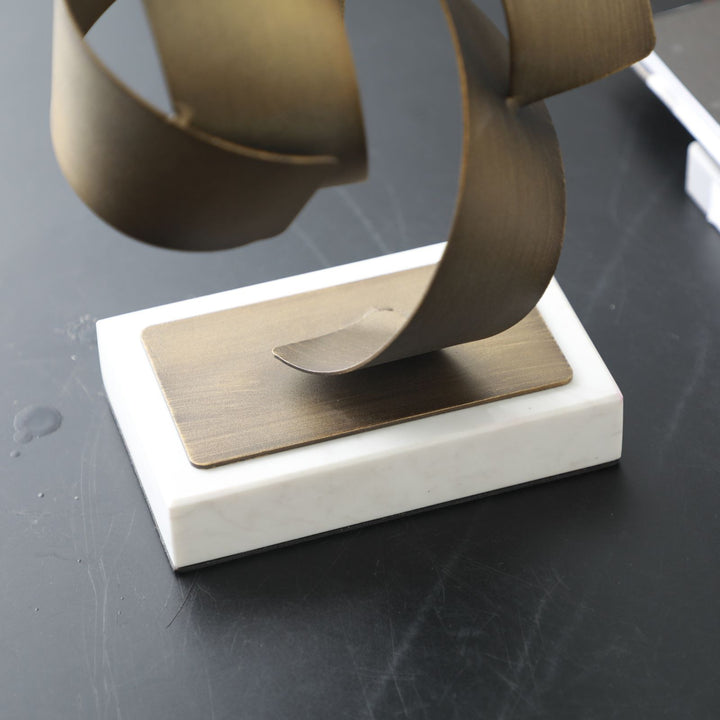 Golden Grace Abstract Iron & Marble Sculpture