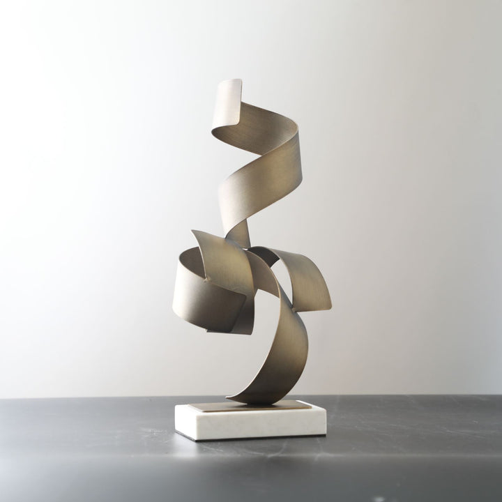 Golden Grace Abstract Iron & Marble Sculpture