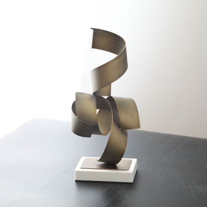 Golden Grace Abstract Iron & Marble Sculpture