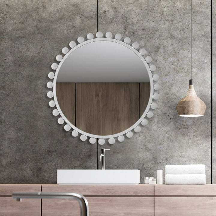 Cyra Round Mirror - White