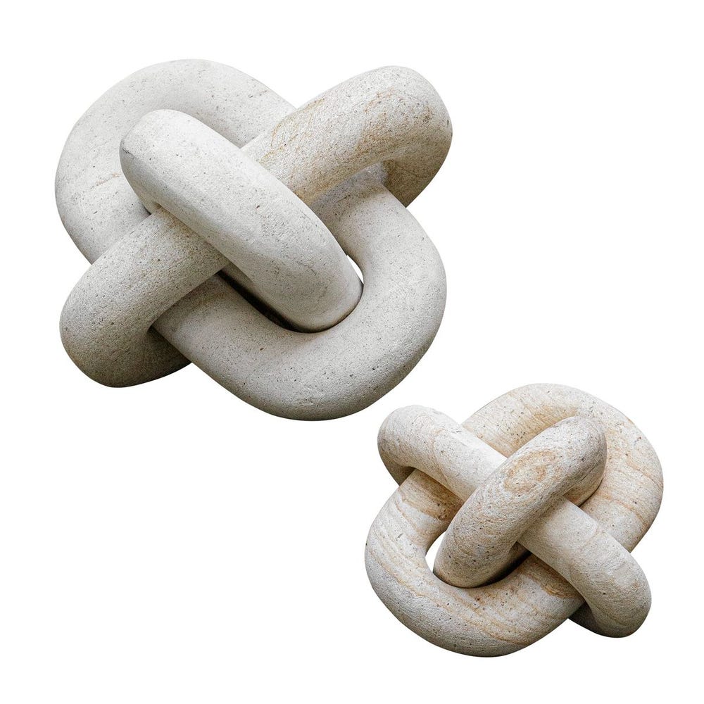 Limestone Link Indoor/Outdoor Sculptures - Set of 2