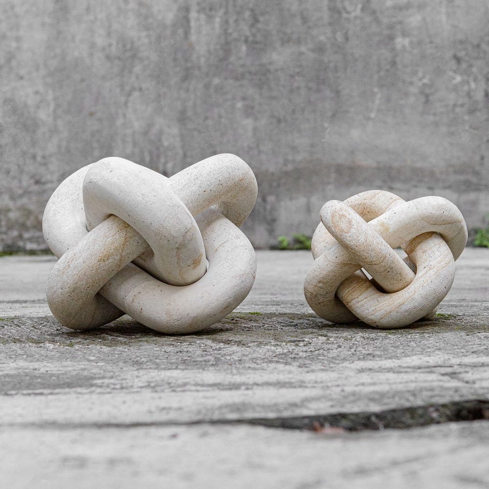 Limestone Link Indoor/Outdoor Sculptures - Set of 2