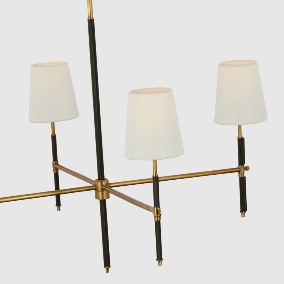 Bryant Small Wrapped Chandelier in Hand-Rubbed Antique Brass & Chocolate Leather