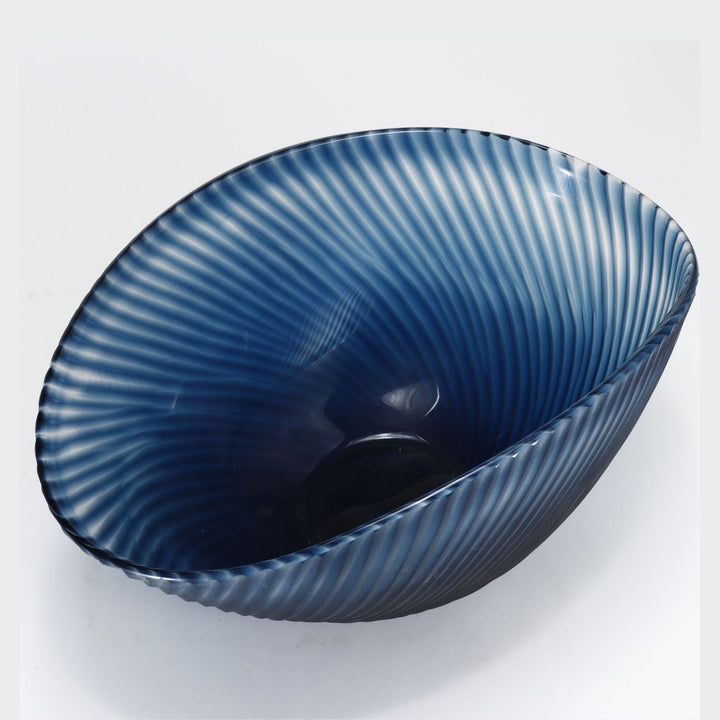 Blue Glass Wave Bowl - Large