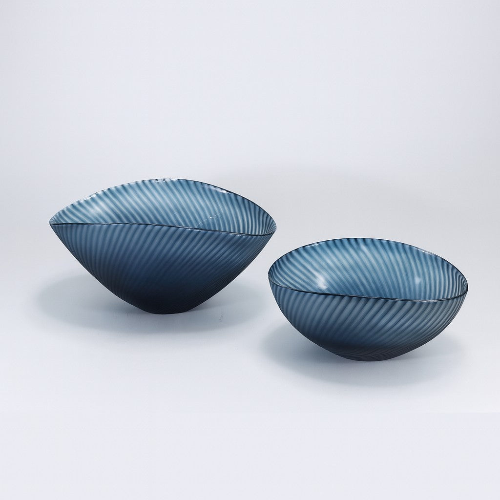 Blue Glass Wave Bowl - Small