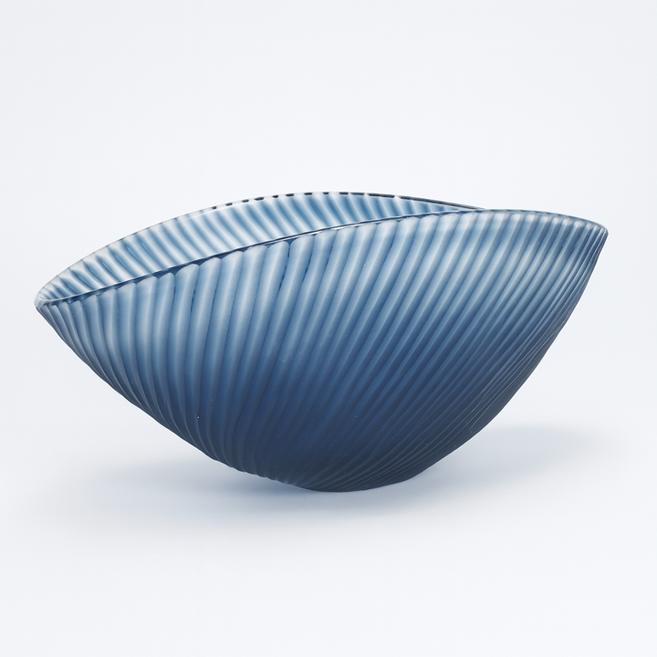 Blue Glass Wave Bowl - Large