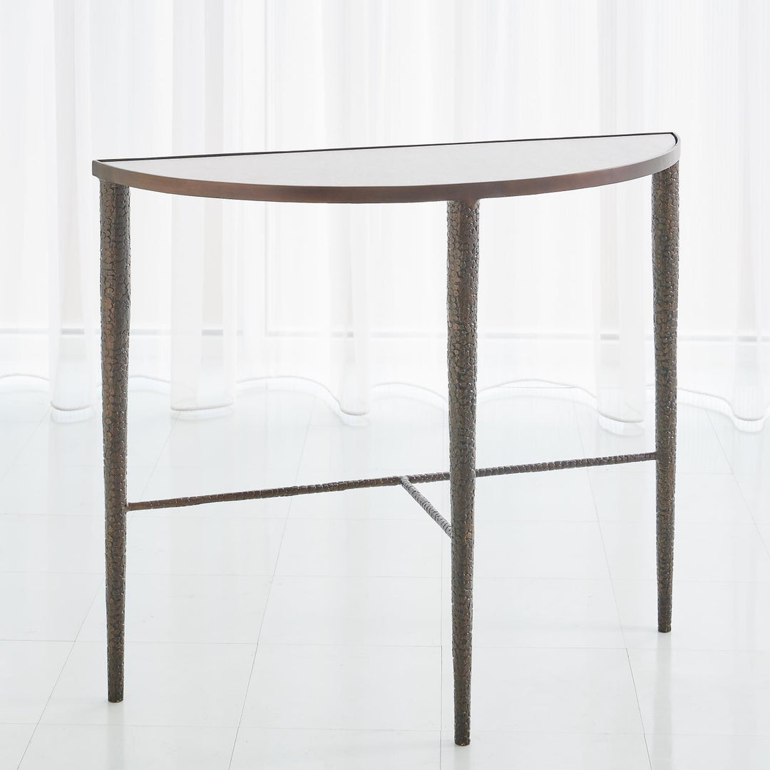 Hammered Console - Bronze with White Marble