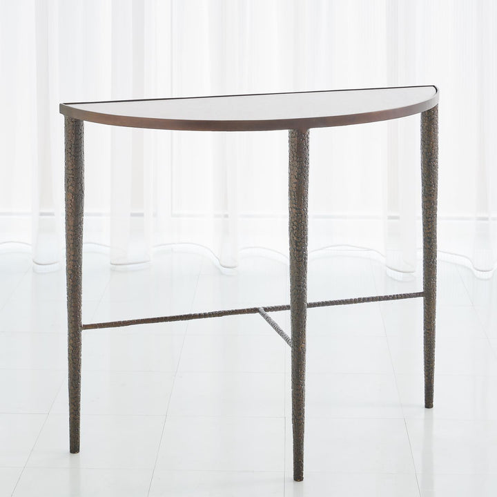 Hammered Console - Bronze with White Marble