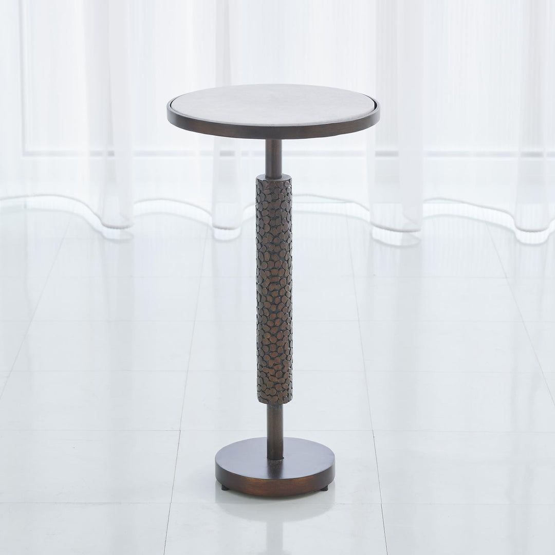 Hammered Martini Table - Bronze with White Marble