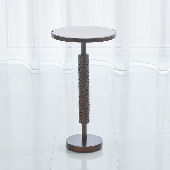 Hammered Martini Table - Bronze with White Marble