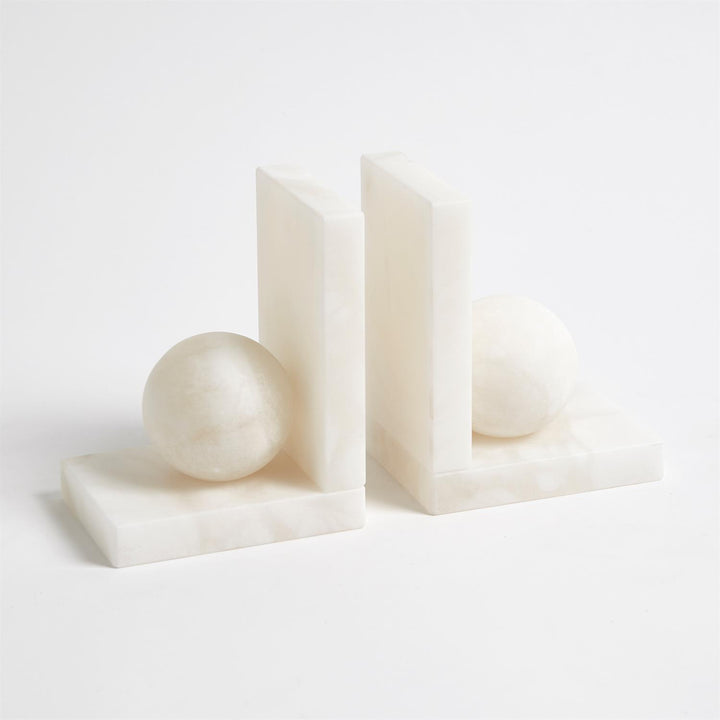 Alabaster Ball Bookends - Pair