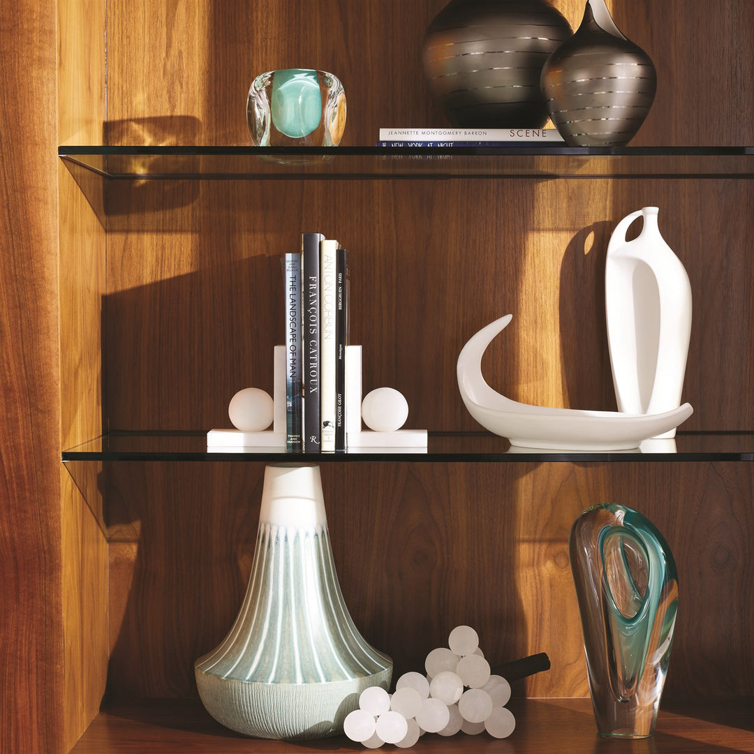 Alabaster Ball Bookends - Pair