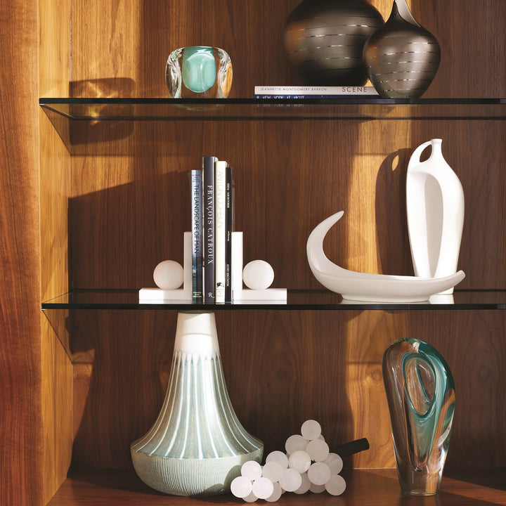 Alabaster Ball Bookends - Pair