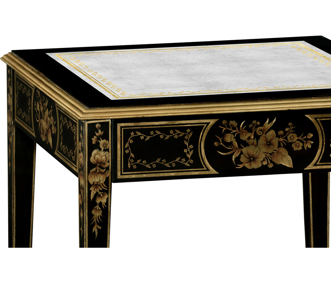 Black & Églomisé Square Side Table