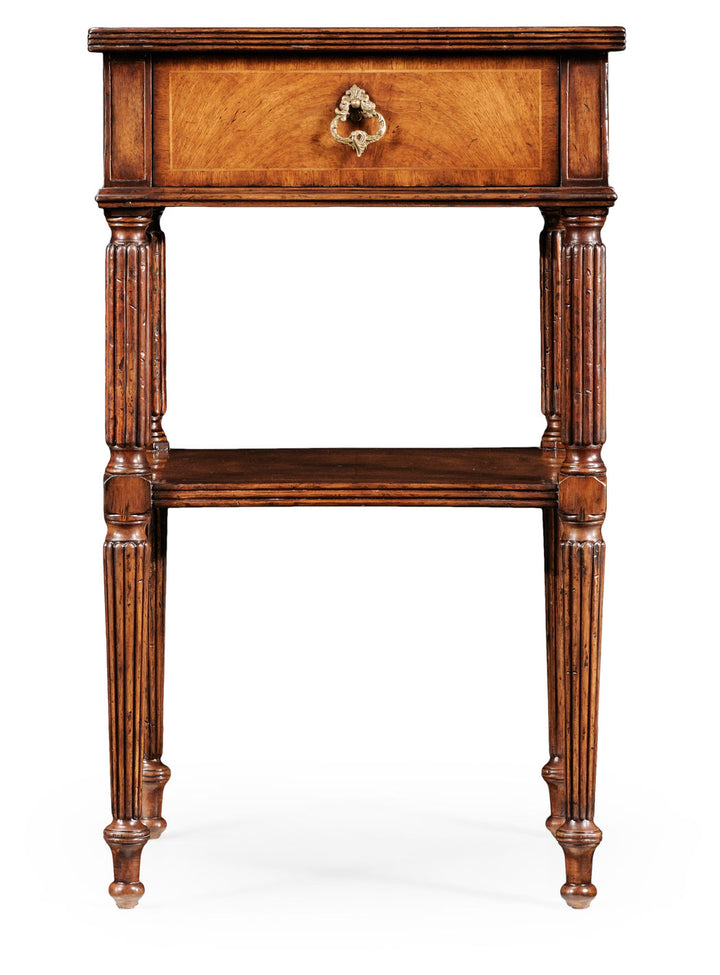 Regency Style Walnut Bedside Table