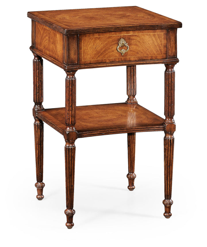 Regency Style Walnut Bedside Table