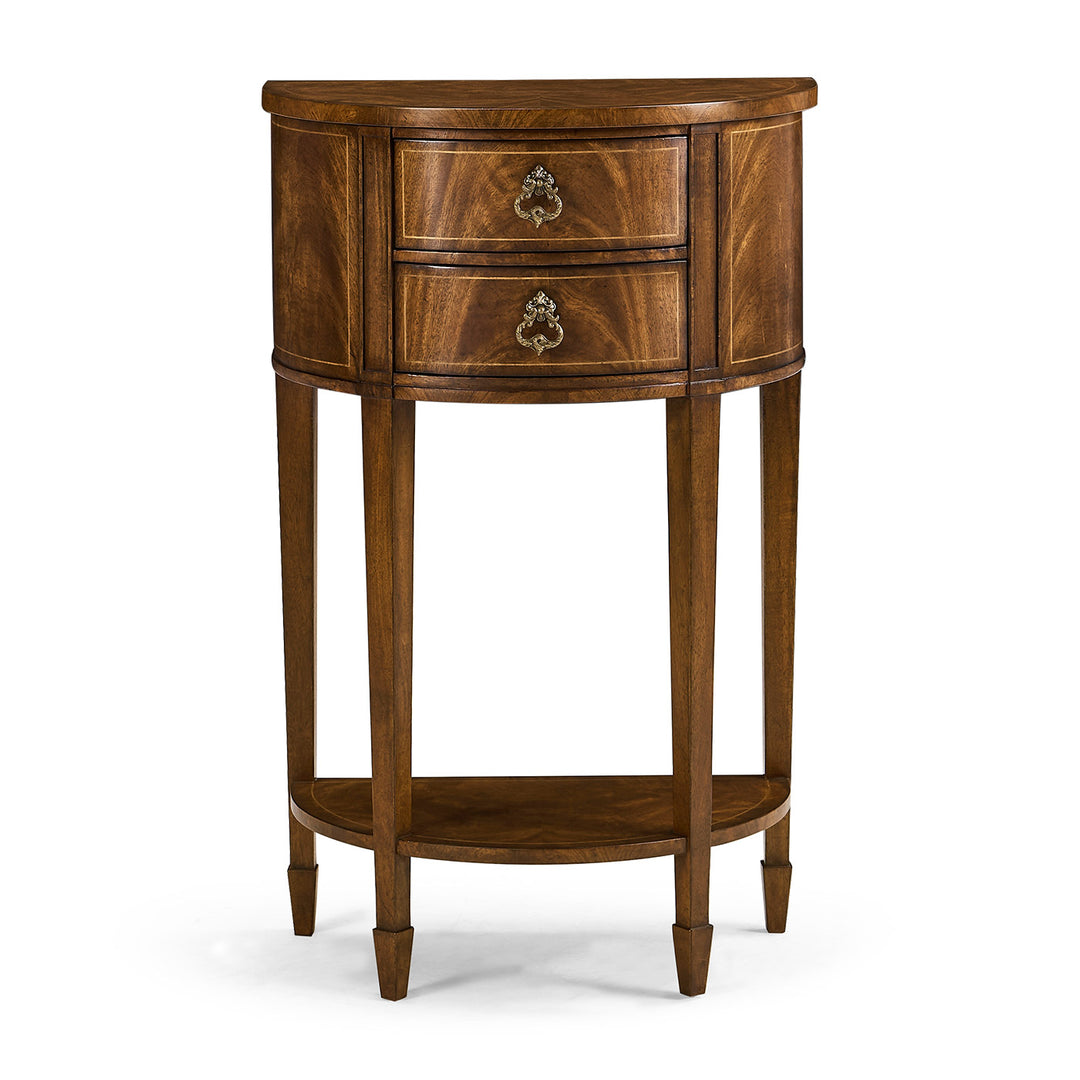 Crotch Walnut Demilune Narrow Console