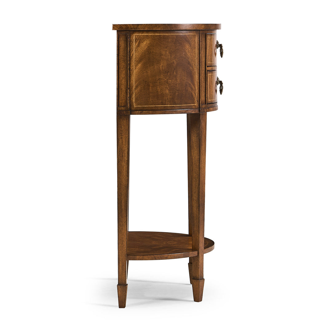 Crotch Walnut Demilune Narrow Console