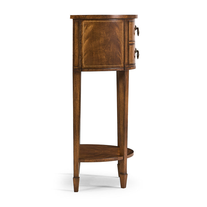 Crotch Walnut Demilune Narrow Console
