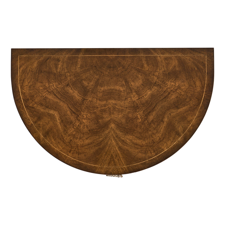 Crotch Walnut Demilune Narrow Console