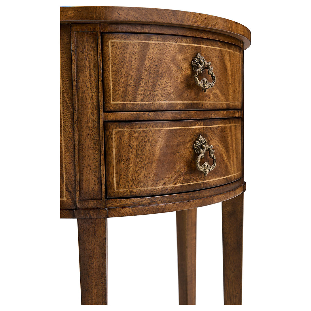 Crotch Walnut Demilune Narrow Console