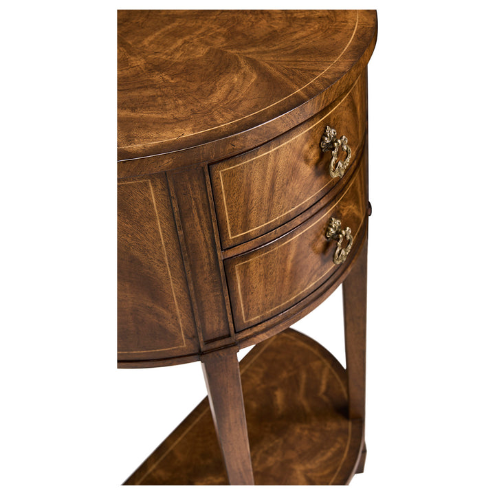Crotch Walnut Demilune Narrow Console