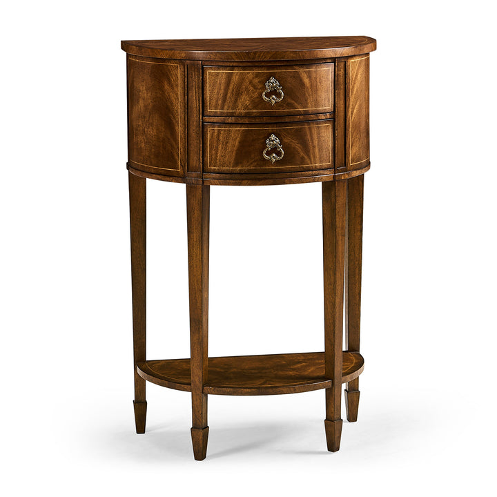 Crotch Walnut Demilune Narrow Console