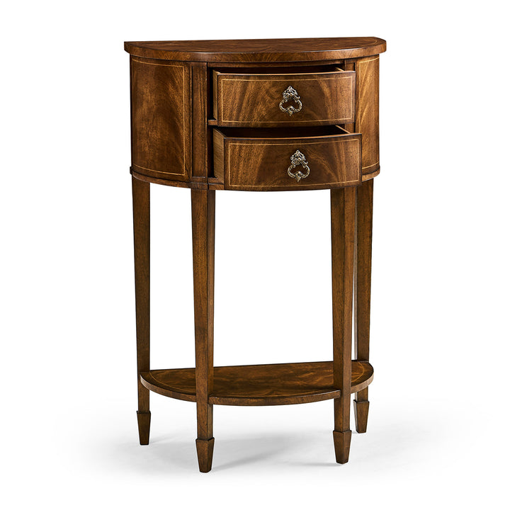 Crotch Walnut Demilune Narrow Console